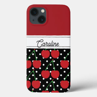 Case-Mate iPhone Case cerisier rouge noir pois vintage personnalisé
