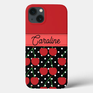 Case-Mate iPhone Case cerisier rouge noir pois vintage personnalisé