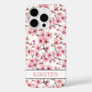 Coque iPhone 16 Pro Cerisiers Fleuris Motif Sakura Monogrammé