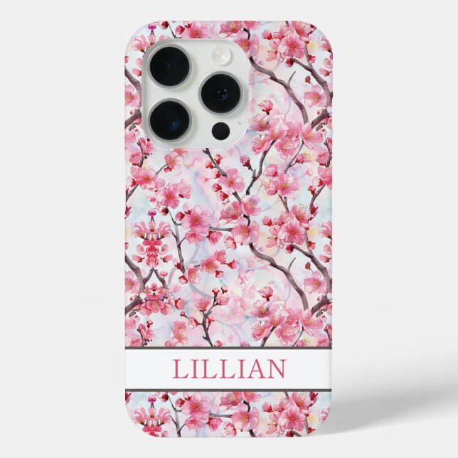 Coques Case-Mate iPhone Cerisiers Fleuris Sakura Monogrammés (Verso)