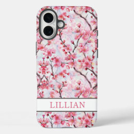 Coque Pour iPhone 16 Plus Cerisiers Fleurs de Sakura Monogramme