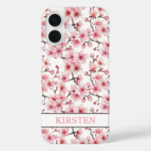 Coque Pour iPhone 16 Cerisiers Motif Sakura Monogrammé