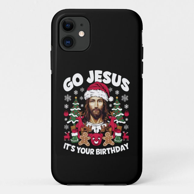 Coques Case-Mate iPhone C'est l'anniversaire de Jésus, sale pull de Noël (Dos)