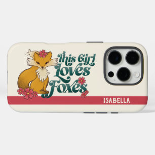Coque iPhone 16 Pro Cette Fille Aime les Renards avec Fleurs Nom Perso