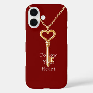 Coque Pour iPhone 16 Chaîne de cœur en or rouge