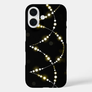 Coque Pour iPhone 16 Chaîne de lumières brillantes sur noir