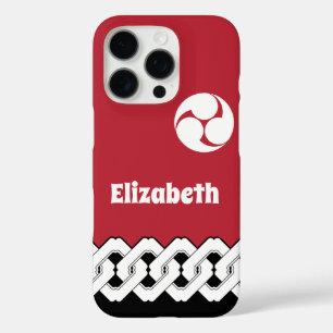 Coque iPhone 16 Pro Chaîne japonaise rouge et Motif spiral