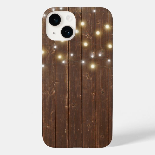 Coques Case-Mate iPhone Chaîne lumineuse sur bois de chêne (Verso)
