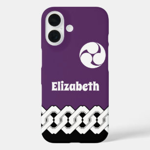 Coque Pour iPhone 16 Chaîne violette japonaise et Motif spiral