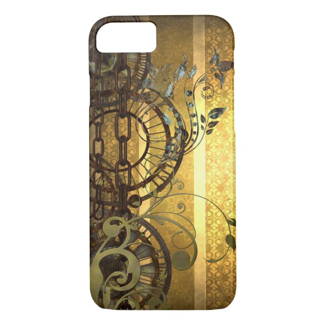 Coques Case-Mate iPhone Chaînes de Steampunk et floral (Dos)