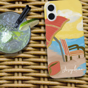 Coque Pour iPhone 16 Plus Chaise de plage d'été illustrée