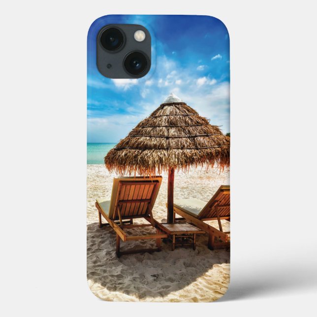 Coques Case-Mate iPhone Chaises longues sur la plage coussin (Verso)