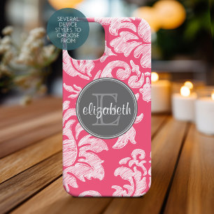 Coque Case-Mate iPhone Chalet rose et gris avec Monogramme