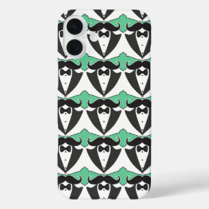 Coque Pour iPhone 16 Plus Chalkboard M. Tuxedo Mustache Mariage