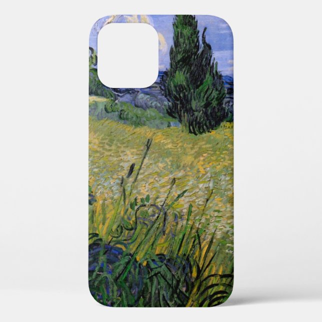 Coques Case-Mate iPhone Champ de blé vert avec cyprès par Vincent van Gogh (Verso)