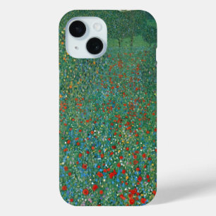 Coque Pour iPhone 15 Champ de coquelicots par Gustav Klimt, Art Nouveau