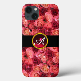 iPhone 13 CASE CHAMP DE ROSES ROUGES ROSE ,GEMME RUBIS ROUGE MONO