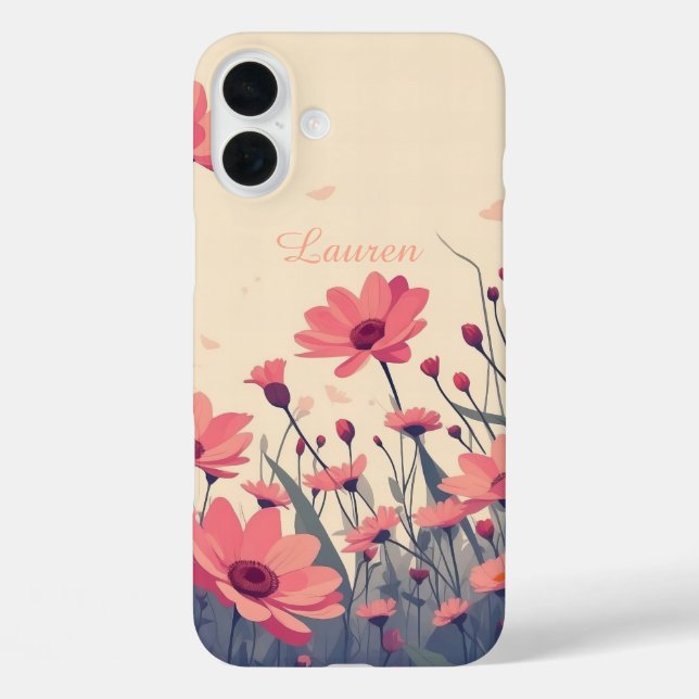 Coques Case-Mate iPhone Champ floral rose doux (Verso)