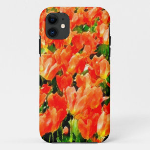 Coques Pour iPhone Champ orange de tulipes
