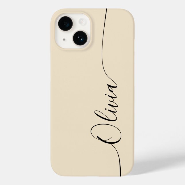 Coques Case-Mate iPhone Champagne Black Élégante Calligraphie Nom du scrip (Verso)