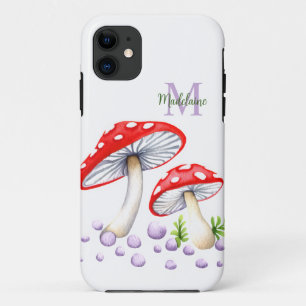 Case-Mate iPhone Case Champignons Aquarelle Monogramme à Points Colorés