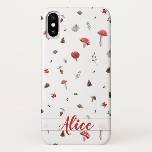 Coques Case-Mate iPhone Champignons automne doux motif_blanc (Dos)
