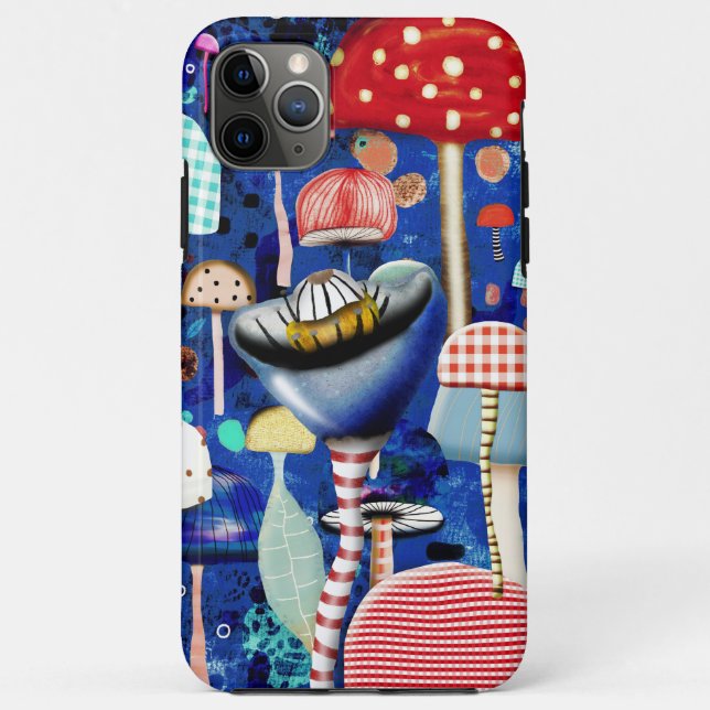 Coques Case-Mate iPhone champignons bleu marine en vichy (Dos)