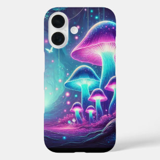 Coque Pour iPhone 16 Champignons éclatants d'Imaginaire dans une forêt 