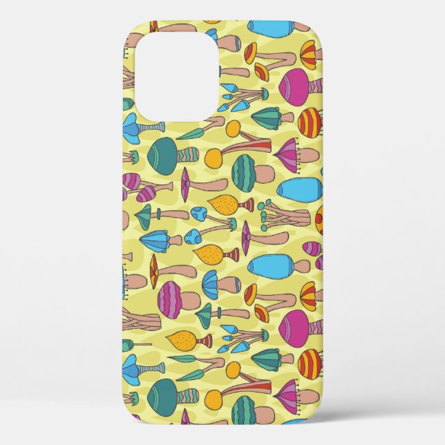 Coques Case-Mate iPhone Champignons magiques Doodle Motif sans couture (Verso)