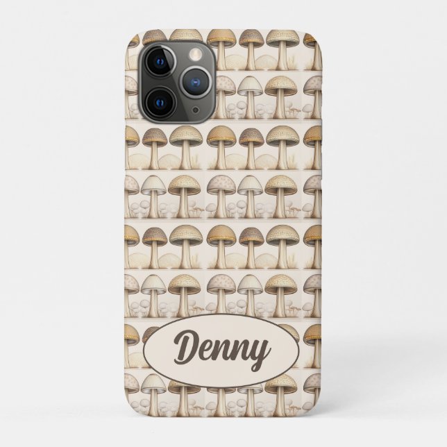 Coques Case-Mate iPhone Champignons motif brun, beige et gris (Dos)