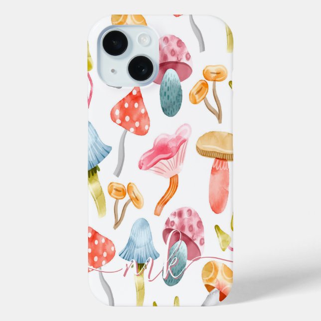 Coques Case-Mate iPhone Champignons pastel à l'aquarelle (Verso)