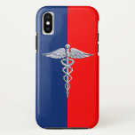 Coque Pour iPhone XS Championnat Médicale de hockey sur glace Caduceus<br><div class="desc">Le Chrome Symbolique Argent Comme Caduceus Symbole Médicale design présenté ici sur un style graphique ligue arrière - plan couleur. Les serpents de la caducée sont conçus pour avoir l'air d'être en chrome. Bon pour une occasion de remise de diplômes, une déclaration pour votre profession, ou pour un cadeau avec...</div>