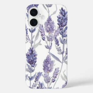 Coque Pour iPhone 16 Champs de Lavande Motif de Fleur Aquarelle Viole