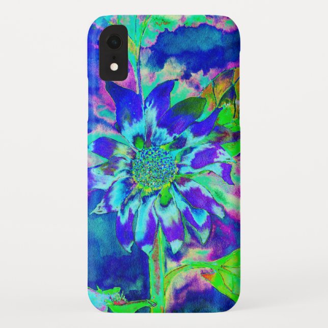 Coques Case-Mate iPhone Champs de tournesols - tournesol sarcelle (Dos)