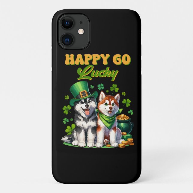 Coques Case-Mate iPhone Chanceux Toutou Husky Mignon St. Patrick (Dos)