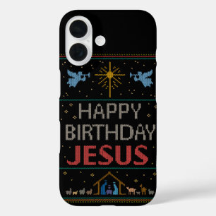 Coque Pour iPhone 16 Chandail de Noël moche - Joyeux anniversaire Jésus