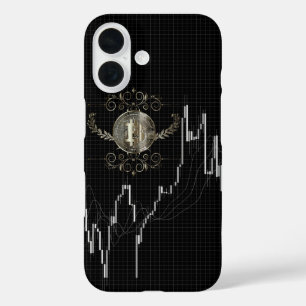 Coque Pour iPhone 16 Chandeliers Graphique & Pièce d'or Bitcoin