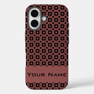 Coques iPhone 16 Changez de couleurs ! Motif funky rétro à carrés e