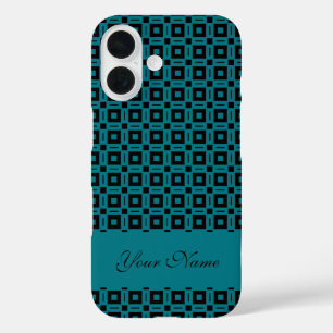 Coques iPhone 16 Changez de couleurs ! Motif rétro funky à carrés e
