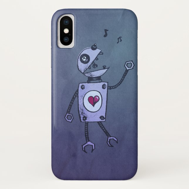 Coques Case-Mate iPhone Chant Bleu Amusant Et Mignonne Robot De Cartoon Ré (Dos)