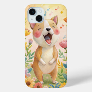 Coque Case-Mate iPhone Chant chien mignon avec des fleurs