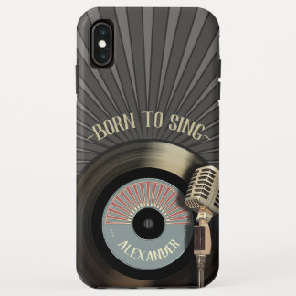 Coque Pour iPhone XS Max Chanteurs rétro microphone et vinyle 45
