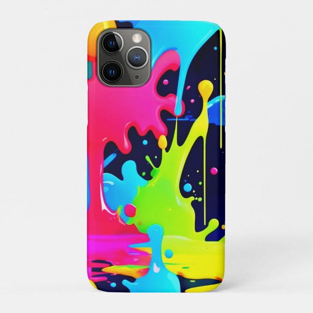 Coques Case-Mate iPhone Chaos de la goutte de peinture de néon (Dos)