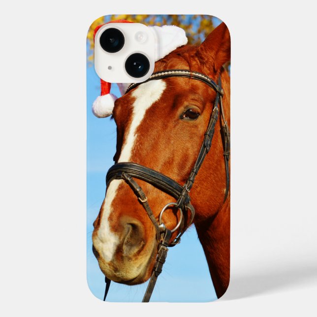 Coques Case-Mate iPhone Chapeau de Père Noël drôle Cheval Noël (Verso)