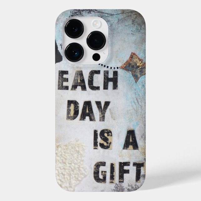 Coques Case-Mate iPhone Chaque Jour Est Un Cadeau Mélange Citation Média (Verso)