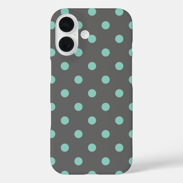 Coques Case-Mate iPhone Charcoal Grey et Aqua Pois (Verso)