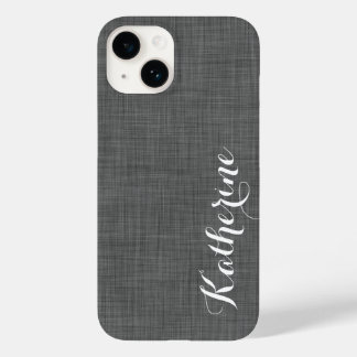 Coque Case-Mate iPhone Charcoal Grey Faux Lin Texture sur mesure Monogram