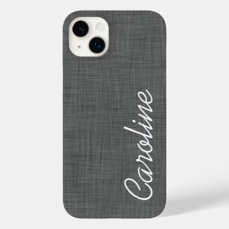Coque Case-Mate iPhone Charcoal Grey Faux Lin Texture sur mesure Monogram