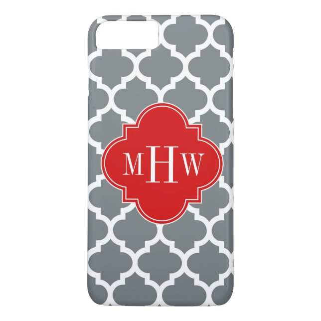 Coques Case-Mate iPhone Charcoal, White Moroccan #5 Red 3 Initial Monogram (Dos)