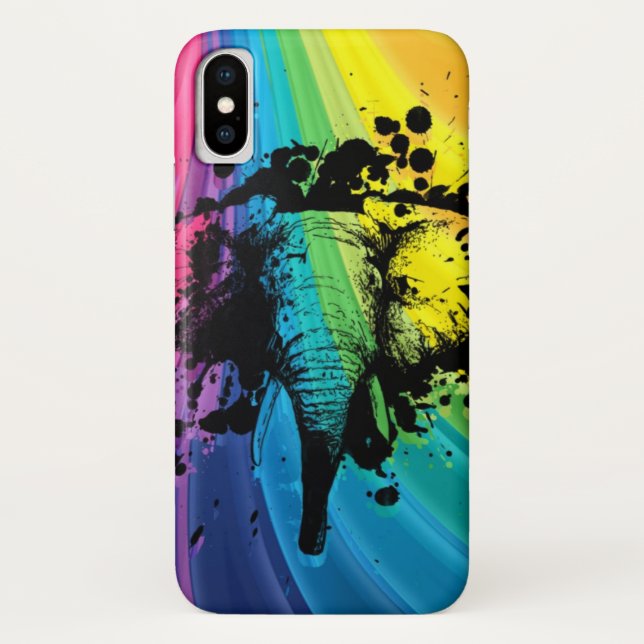 Coques Case-Mate iPhone Charger Bull Elephant sur Rainbow (Dos)